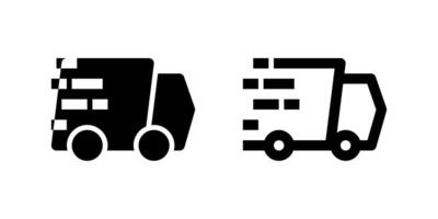 A black icon depicting a delivery truck with a moving track, signifying fast shipping or delivery. Ideal for order tracking, logistics updates, or e-commerce delivery status. vector
