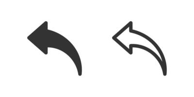 Curved left arrow icon set. Symbol of previous, back, and return. vector