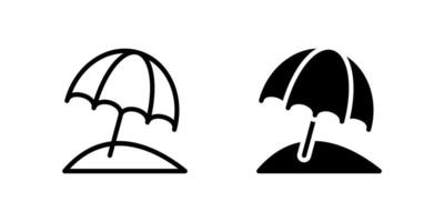 Beach Umbrella Icon Set suitable for alternative design of a black and white line art beach umbrella. vector