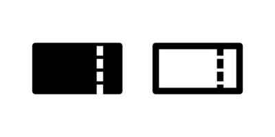 Two black line icons of event tickets. Represents events, entry, admissions, booking, or entertainment. Suitable for ticketing platforms, event management, or travel apps. vector