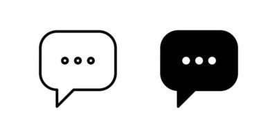 Chat Detail Icon Set. A black icon of a detailed chat symbol, representing messaging details. vector