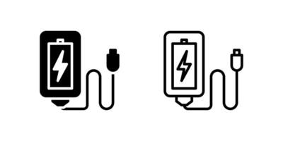 Icon set of portable backup charger or power bank for mobile devices vector