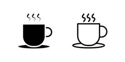 Icons for hot drinks such as coffee and tea, perfect for cafe, restaurant, hotel amenities, and beverage menus. vector
