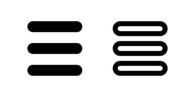 List View Icon Set. A black glyph and outline icon of a list layout, representing a view option. vector
