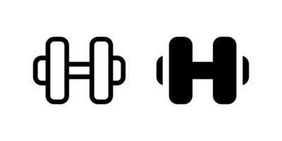 Dumbbell Icon Set. A black icon of a dumbbell, symbolizing fitness or gym facilities in accommodation settings. vector