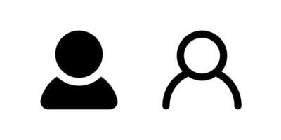 User Profile Account Icon Set. A black glyph and outline icon of a user profile, representing account details. vector