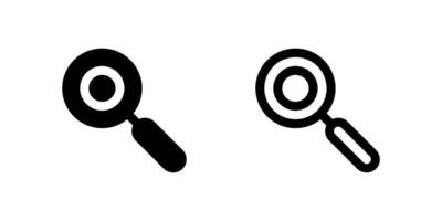 Two black line icons of a magnifying glass, representing search, explore, find, or discovery. Essential for websites, apps, and digital platforms with search functionalities. vector
