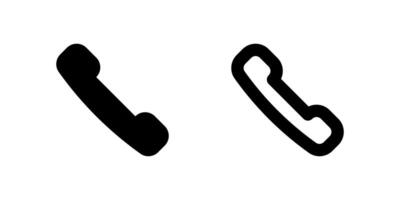 Contact Us Hotline Icon Set. A black glyph and outline icon of a phone, indicating hotline support. vector