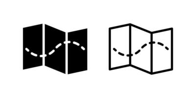 folded map icon set, ideal for travel guides and navigation apps vector