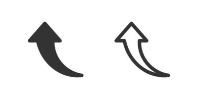 Curved up arrow icon set. Suitable for user interfaces, reloading, and circular flows vector