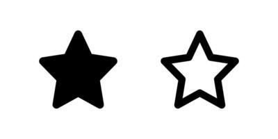 Rating Star Icon Set. A black glyph and outline icon of a star, indicating ratings or reviews. vector