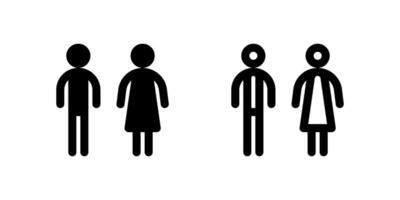 Toilets Icon Set. A black glyph and outline icon of restroom signs, representing bathroom facilities. vector