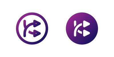 Shuffle Arrows Icon Set. A purple gradient icon with two crossed arrows, indicating shuffle or random play functions in media players. vector