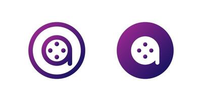 Film Strip Icon Set. A purple gradient icon of a film strip roll, representing files or recording functions in applications. vector