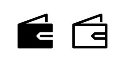 Two black line icons of wallets, symbolizing money, finance, cash, or personal finance management. Useful for banking apps, payment systems, or budgeting tools. vector