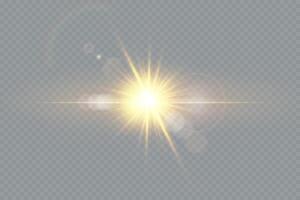 Light flare special effect with rays of light and magic sparkles vector
