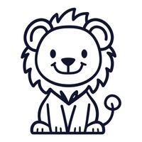 Simple Outline Lion with Big Smile vector