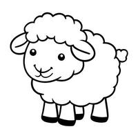 Cute Fluffy Cartoon Sheep Standing vector
