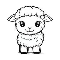Smiling Fluffy Lamb with Large Eyes vector