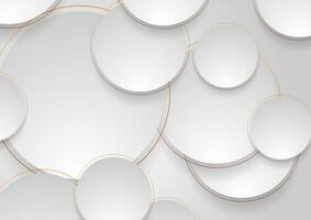 Grey and golden circles abstract background vector