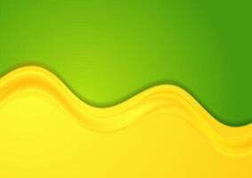 Bright green yellow smooth blurred wavy abstract elegant background vector