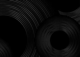 Black grey metallic circles abstract tech geometric background vector