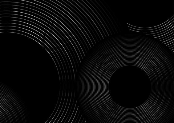 Black grey metallic circles abstract tech geometric background