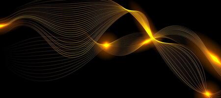 Bright orange minimal wavy glowing lines abstract futuristic tech background vector