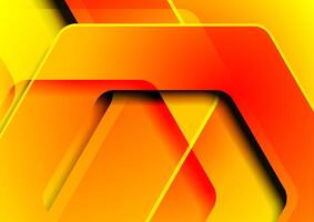 Orange red glossy hexagons abstract hi-tech background vector