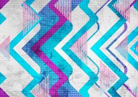 Retro grunge geometric abstract blue violet tech background vector