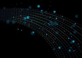 Abstract blue black background with dotted lines and bokeh lights vector