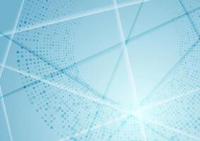 Abstract blue shiny geometric futuristic background with halftones vector