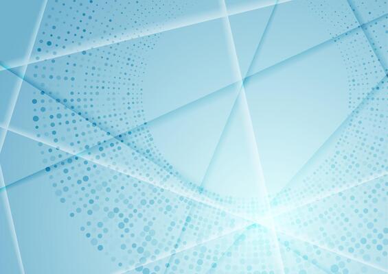 Abstract blue shiny geometric futuristic background with halftones