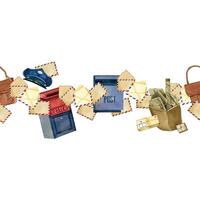 Seamless border of letters, mailboxes, postman's bag, postman's cap, parcels. All objects are hand-drawn with watercolors. Suitable for printing on fabric, paper, postcards, product packaging vector