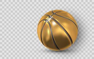 Golden Basketball Icon, 3D Rendered Object with Metallic Shine for Sports Design, Trophies, and Branding Concepts. Illustration vector
