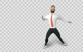 Businessman Cartoon Character in Dynamic Pose Wearing Shirt and Red Tie, Confident Expression, 3D Render Style. Illustration vector