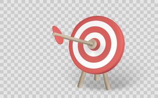 Target With Arrow Hitting Bullseye, Symbol of Precision, Focus, and Success. 3D Minimal Style Design. Perfect for Business or Marketing Themes. Illustration vector