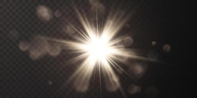 Bright flash effect with rays and glare. Light light blur effect. vector
