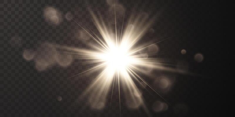 Bright flash effect with rays and glare. Light light blur effect.