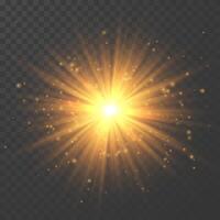 Star burst with sparkles Light effect Gold glitter texture vector