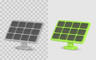 Solar Panel 3D Icon with Modern Glossy Style and Minimal Design, Green Energy Technology Element for Eco Apps, UI, and Infographics. Illustration vector