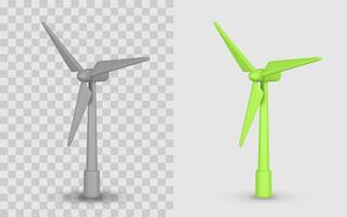 Wind Turbine Icon in 3D Cartoon Style for Renewable Energy and Eco-Friendly Concepts for Clean Power Design. Illustration vector