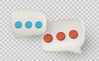 3D Chat Message Bubbles with Speech Dots in Modern Style. Colorful Minimal Communication Icons Perfect for App UI or Web. Illustration vector