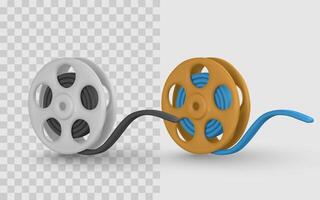 Film Reel Icon with Unwinding Tape in 3D Style, Ideal for , Movie, and Media Concepts. High-Quality Minimal Design. Illustration vector