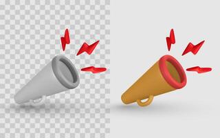Megaphone with Red Sound Waves in 3D Cartoon Style, Perfect for Marketing, Notifications, Announcements, and Alerts. Fun, Eye-Catching Illustration vector