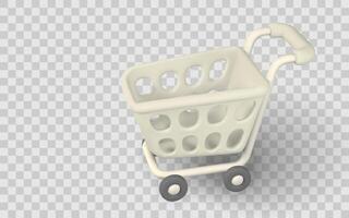 Shopping Cart Icon in 3D Style Perfect for Online Store, Retail, or E-Commerce Themes. Modern Minimal Render for UI or Marketing Use. Illustration vector