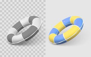 3D Life Ring Float with Colorful and Monochrome Variants s, Ideal for Summer, Water Safety, and Travel Designs. Illustration vector
