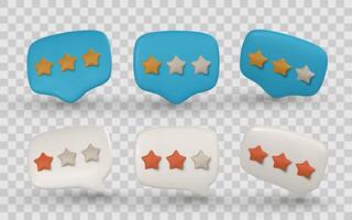 3D Star Rating Icons in Speech Bubbles for Reviews and Feedback UI, Colorful and Minimal Style. Illustration vector