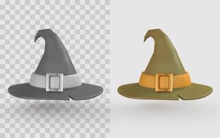 Witch Hat Halloween Icon With Buckle, Cartoon Magic Wizard Costume Element, Fantasy Accessory, 3D Render Style. Illustration vector