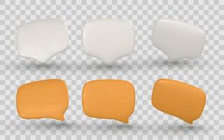 3D Speech Bubble Icons Set in Cartoon Style, Rounded Chat Message Balloons with Soft Shadows and Glossy Texture, Ideal for UI Design, Social Media, or Messaging Apps. Illustration vector